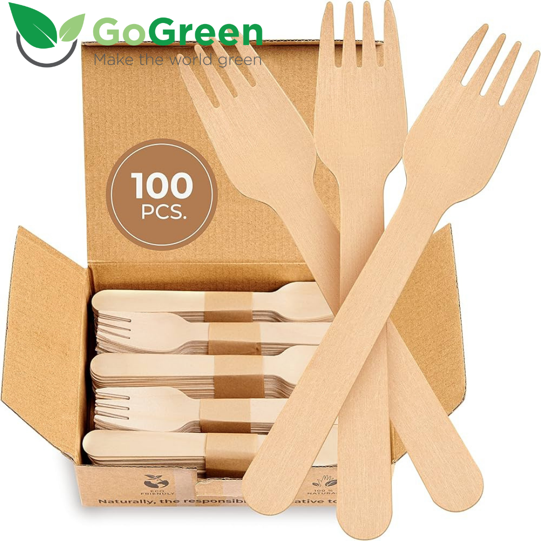 Forks Biodegradable Wooden Forks – Eco-Friendly & Food-Safe (Pack of 100)