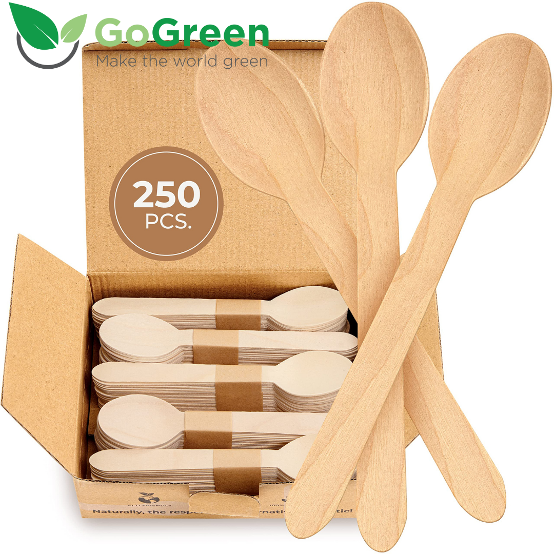 Spoons Biodegradable Wooden Spoons – Eco-Friendly & Food-Safe (Pack of 100)